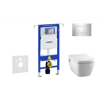 Комплект для унитазаGeberit Duofix с рамой и Rimfree унитазом Tece One с функцией биде, крышкой SoftClose, кнопкой Sigma30 Chrome
