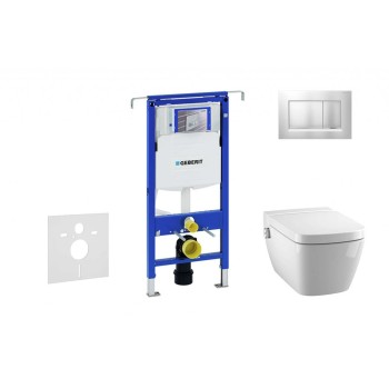 Комплект для унитаза Geberit Duofix и унитазом Tece One Rimless с функцией биде, с крышкой SoftClose, кнопка Sigma30 Matt Chrome