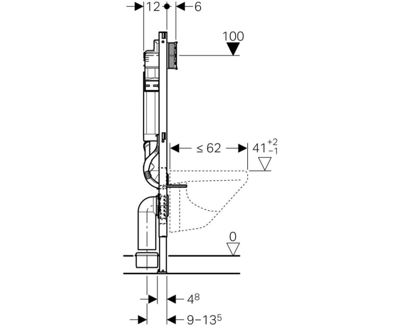 Pама для унитаза  Geberit Duofix с вентиляцией H=1,12м 111.364.00.5