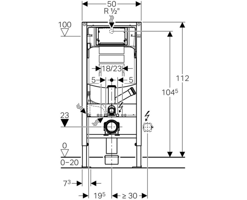 Pама для унитаза  Geberit Duofix с вентиляцией H=1,12м 111.364.00.5