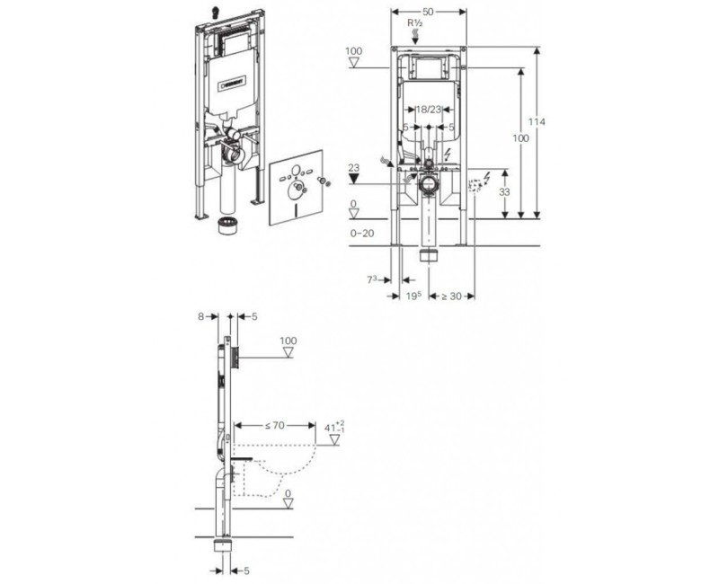 Iebūvējamais rāmis Geberit Duofix podam H=1.14m 111.794.00.1