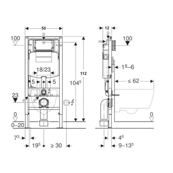 Iebūvējamais rāmis Geberit Duofix podam 1.12m 111.925.00.5