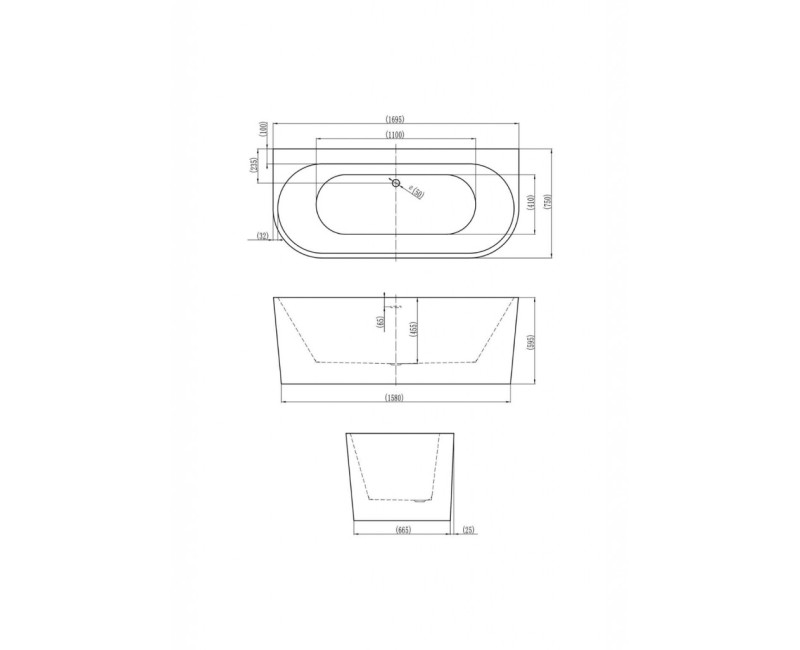 Brīvi stāvoša vanna Kielle Idolio 170x75cm, akrila, balta 11324431