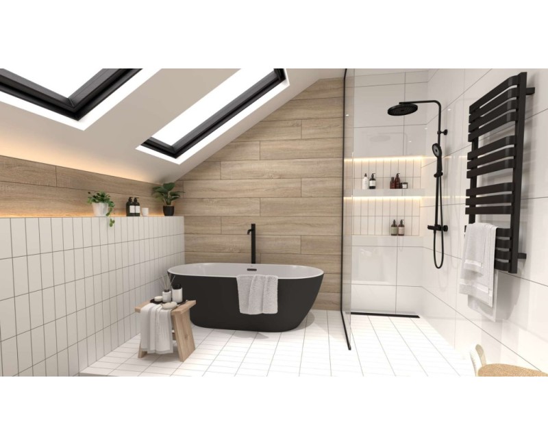 Brīvi stāvoša vanna Kielle Idolio 170x75cm, akrila, matēti melna/balta 11324434