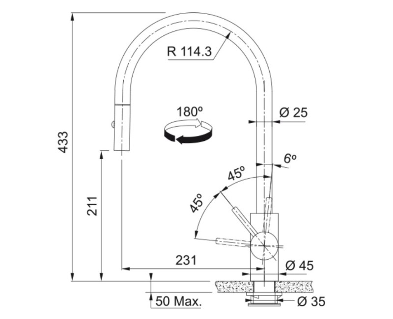Смеситель для кухни Franke Eos Neo выдвижной Золотой 115.0681.244