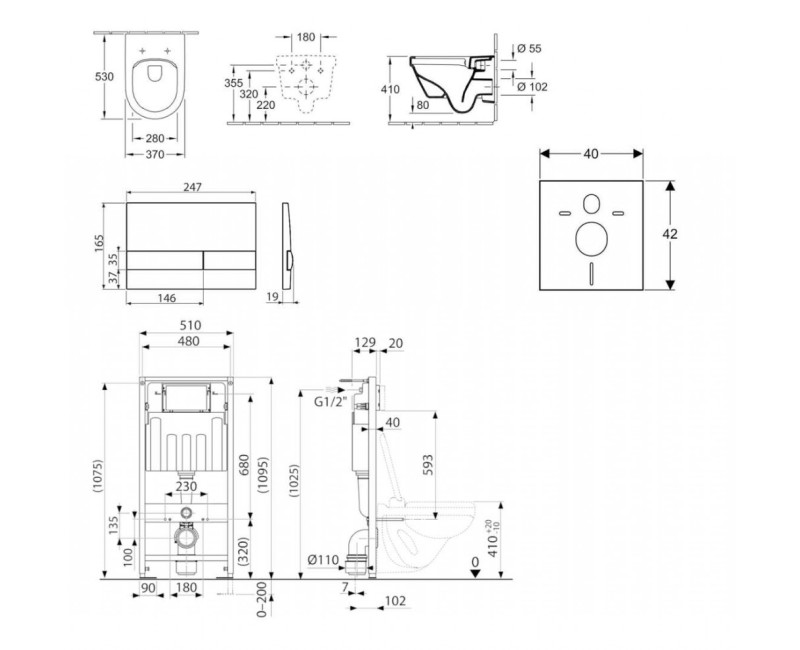 Tualetes poda komplekts Kielle Genesis rāmis ar Villeroy & Boch Architectura podu, SoftClose vāku, ar Hromētu Gemini L pogu 11AK1101