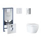 Tualetes poda komplekts Grohe Rapid SLX rāmis, Bau Ceramic Triple Vortex pods, hromēta Skate Cosmopolitan poga un Soft Close vāku Tualetes poda komplekts Grohe Rapid SLX rāmis, Bau Ceramic Triple Vortex pods, hromēta Skate Cosmopolitan poga un Soft Close vāku