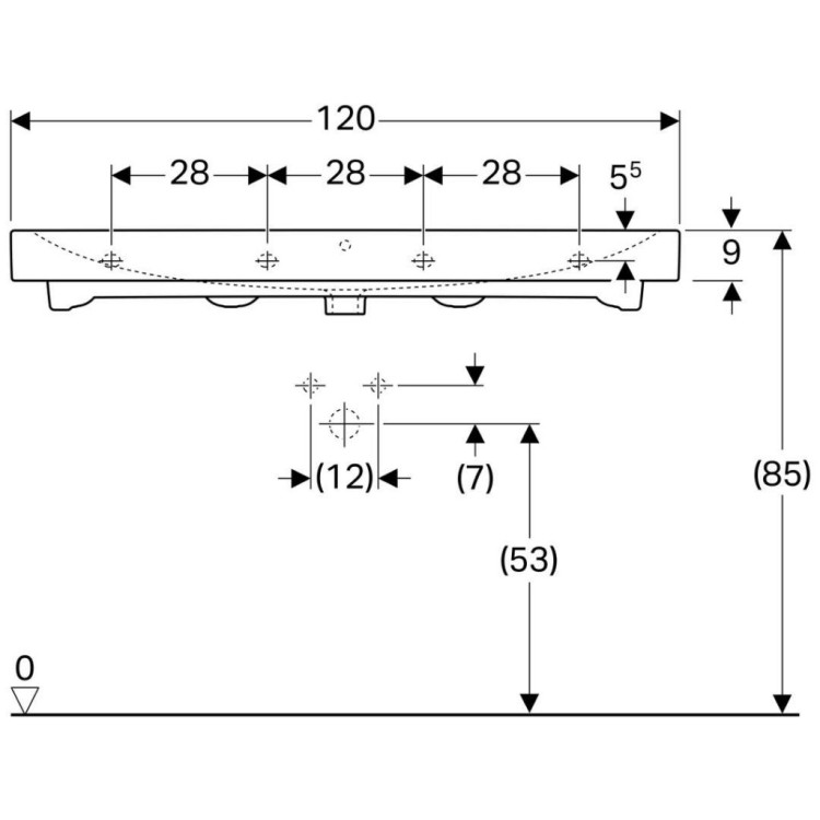 Vannas istabas izlietne Geberit iCon ar KeraTect 120x49cm Balta 124020600 Vannas istabas izlietne Geberit iCon ar KeraTect 120x49cm Balta 124020600