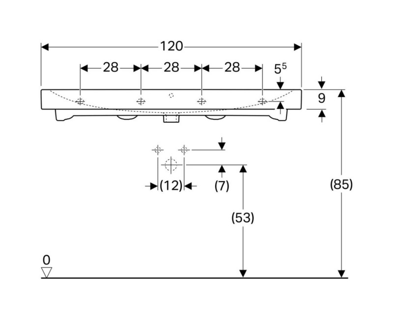 Раковина для ванной Geberit iCon с KeraTect 120x49 см, белая 124020600