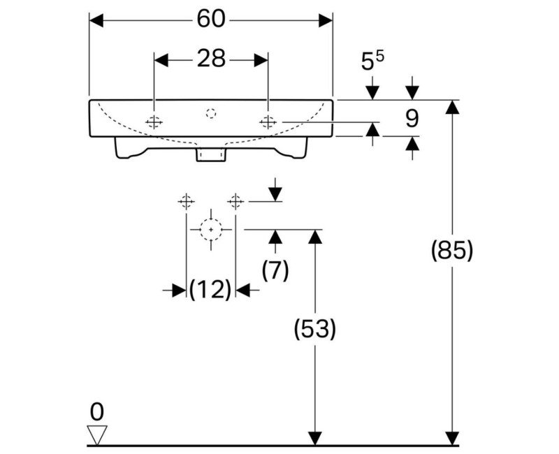 Vannas istabas izlietne Geberit iCon 60x49cm Balta 124060000
