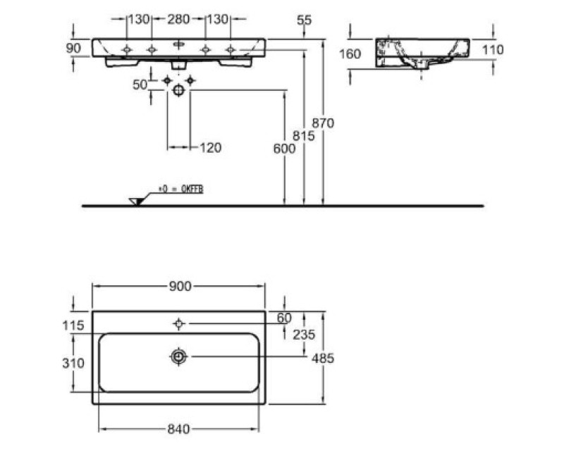 Vannas istabas izlietne Geberit iCon KeraTect 90x49cm Balta