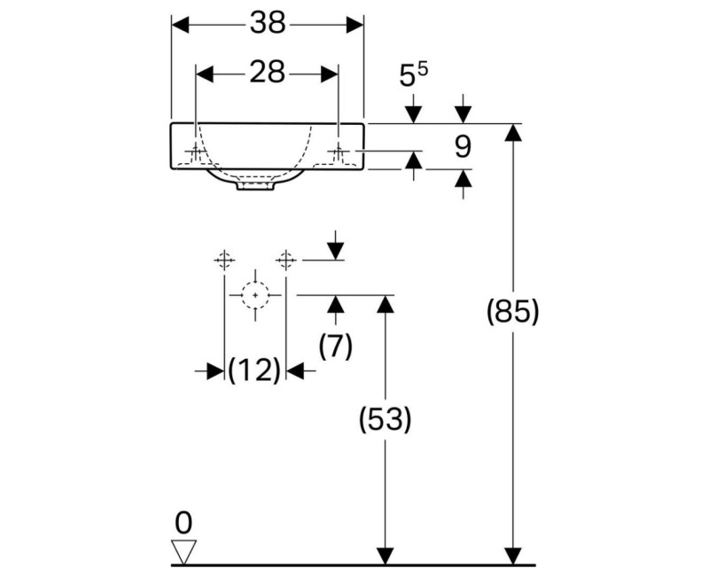Раковина для ванной Geberit iCon с KeraTect 38x28 см, белая 124736600