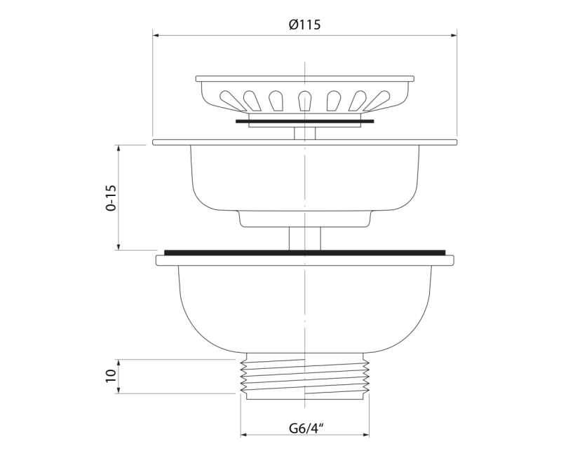 Izplūde izlietnei Bruckner 6/4", nerūsējošā tērauda 155.121.0