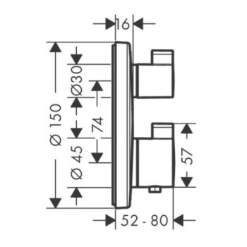 Vannas / Dušas maisītājs Hansgrohe Ecostat S iebūvējams ar Termostatu Melns Matēts 15758670