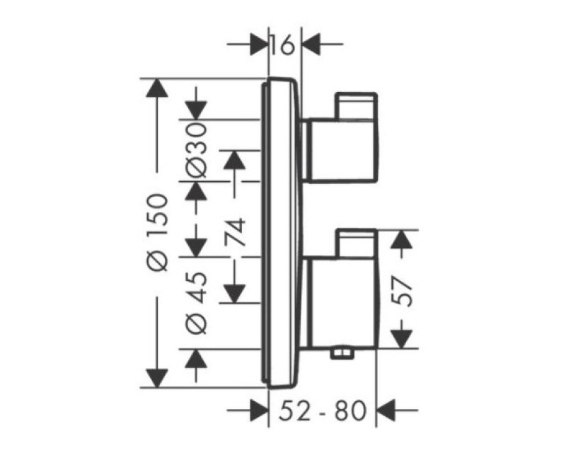 Vannas / Dušas maisītājs Hansgrohe Ecostat S iebūvējams ar Termostatu Melns Matēts