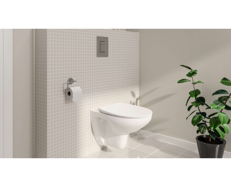 Tualetes poda komplekts Grohe Solido rāmis, Euro Ceramic Rimless pods, Hromēta poga un Soft Close vāku