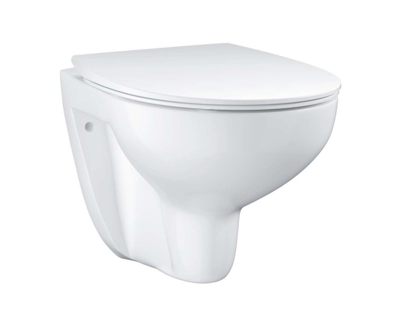 Tualetes poda komplekts Grohe Solido rāmis, Euro Ceramic Rimless pods, Hromēta poga un Soft Close vāku