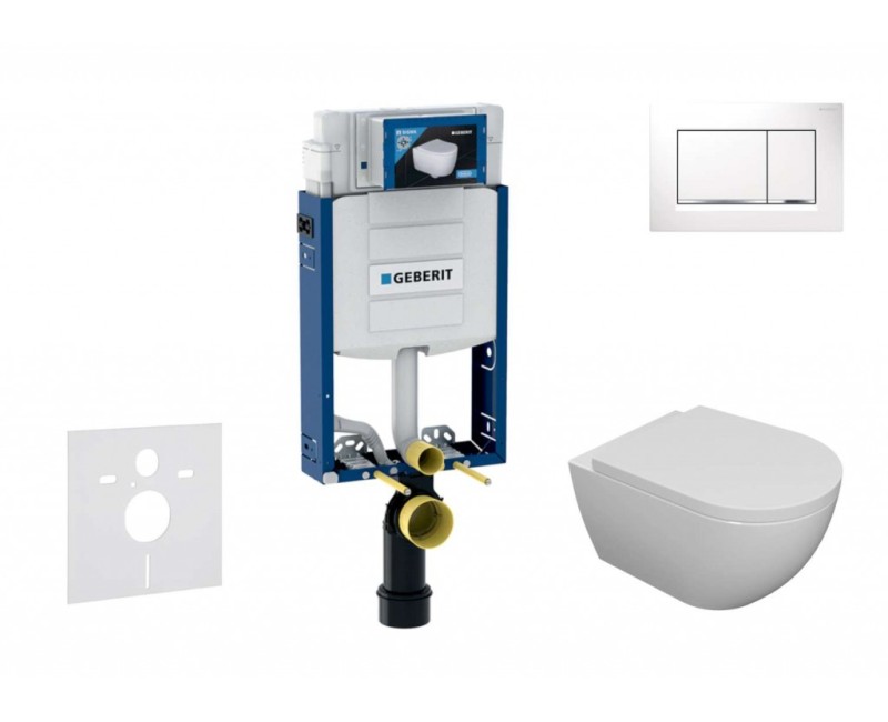 Tualetes poda komplekts Geberit Kombifix rāmis ar Kielle Oudee Rimless podu, balta Sigma30 poga, Soft Close Vāks