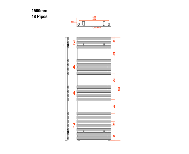 Полотенцесушитель / Радиатор Sapho Jalousi 50x150 см, 765 Вт, белый 1801-08