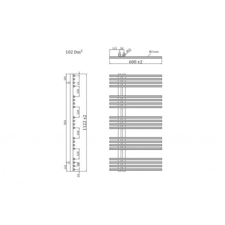 Dvieļu žāvētājs / Radiators Sapho NYMPHA 600x1122mm, Hromēts 1805-15 Dvieļu žāvētājs / Radiators Sapho NYMPHA 600x1122mm, Hromēts 1805-15