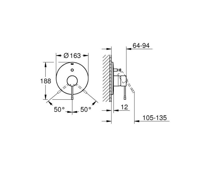 Vannas / Dušas maisītājs Grohe Essence iebūvējams, hromēts  19285001