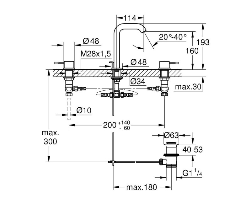 Vannas istabas izlietnes maisītājs Grohe Essence iebūvējams Warm Sunset 20296DA1