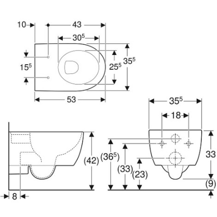 Piekaramais pods Geberit iCon bez vāka, Balts 204000000 Piekaramais pods Geberit iCon bez vāka, Balts 204000000