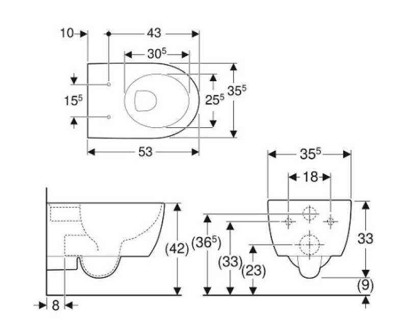 Подвесной унитаз Geberit iCon без крышки, Белый 204000000