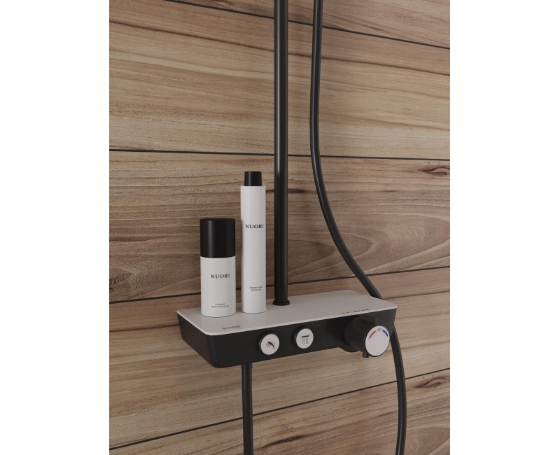 Душевая система Kielle Oudee с термостатом, 3 струи Черный/Белый 20602004