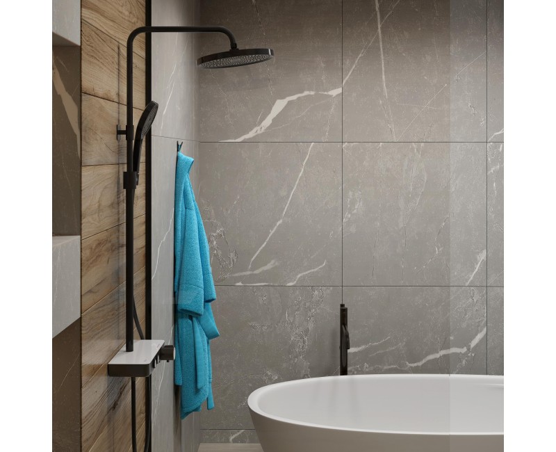 Душевая система Kielle Oudee с термостатом, 3 струи Черный/Белый 20602004