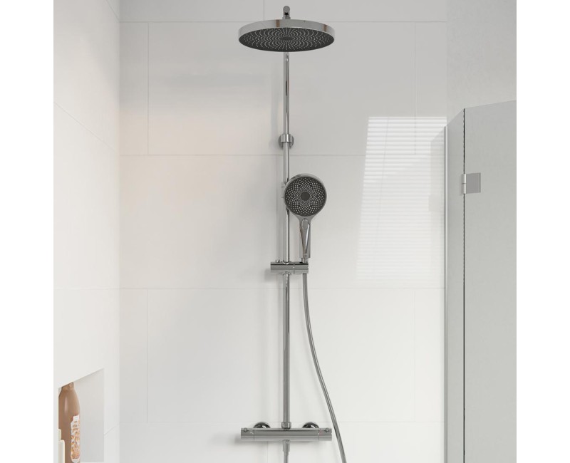 Dušas sistēma Kielle Oudee ar termostatu, 3 strūklas Hromēts 20602010