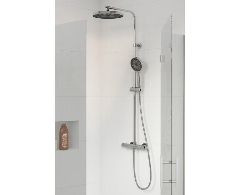 Dušas sistēma Kielle Oudee ar termostatu, 3 strūklas Hromēts 20602010