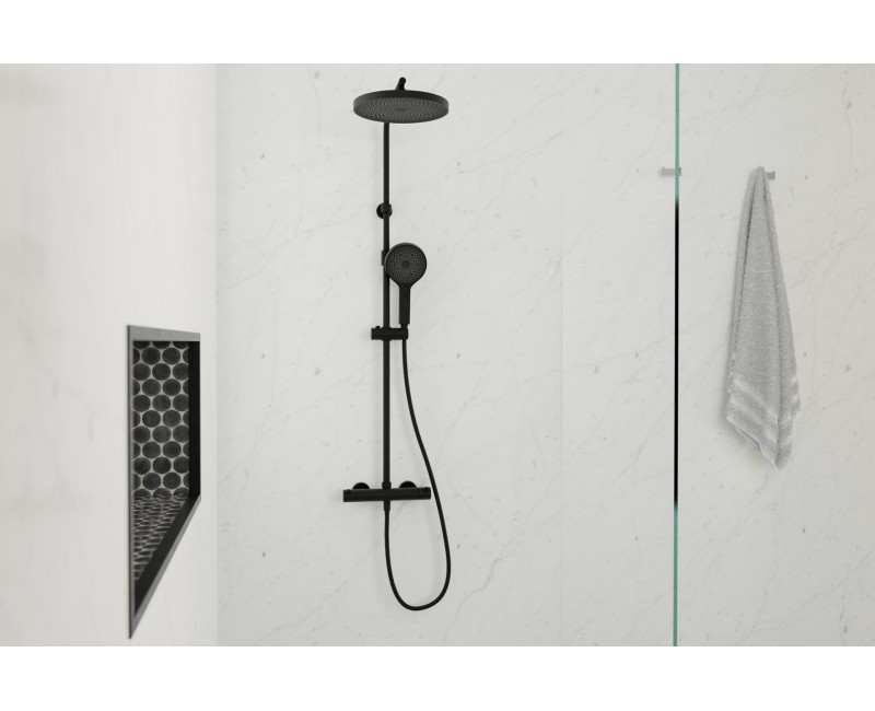Душевая система Kielle Oudee с термостатом, 3 струи Черный Матовый 20602014