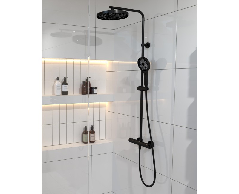 Душевая система Kielle Oudee с термостатом, 3 струи Черный Матовый 20602014