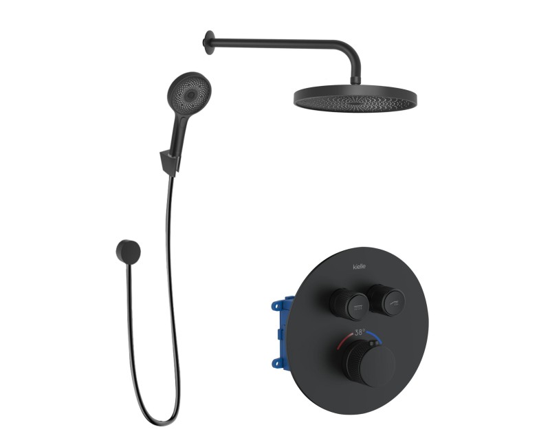 Душевая система Kielle Oudee встраиваемая с термостатом, черная 20602SPT24