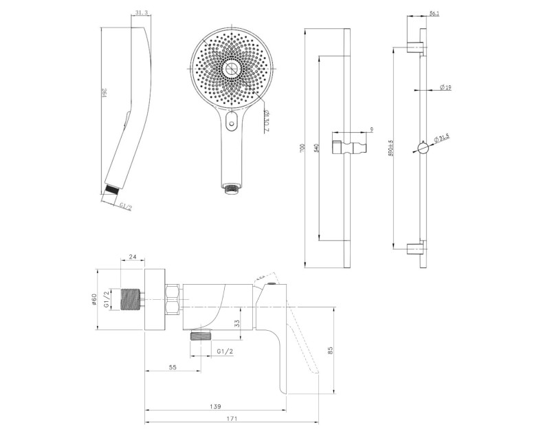 Душевая система Kielle Vega хром 20618SN10