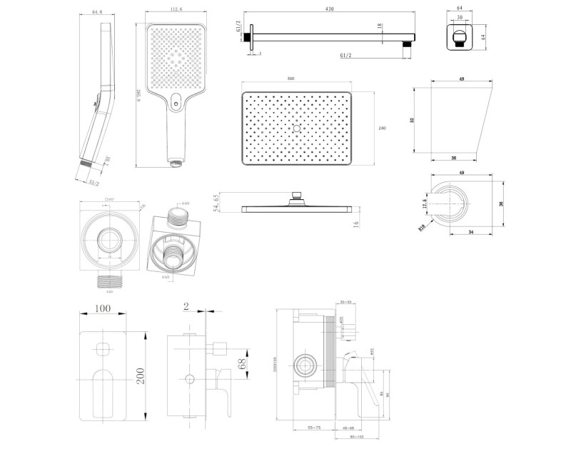 Душевая система Kielle Vega встроенная, Chrome 20618SP30