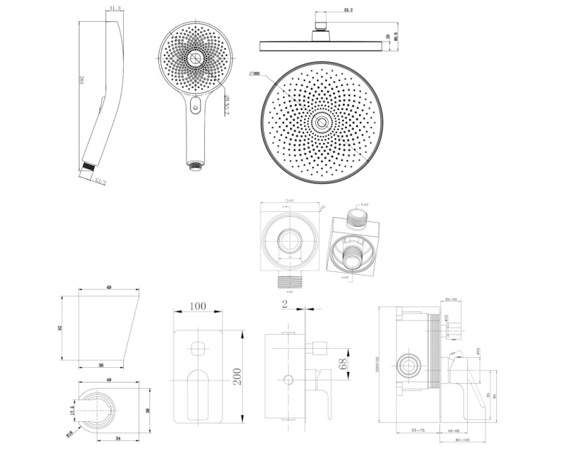 Душевая система Kielle Vega встроенная, Chrome 20618SP40
