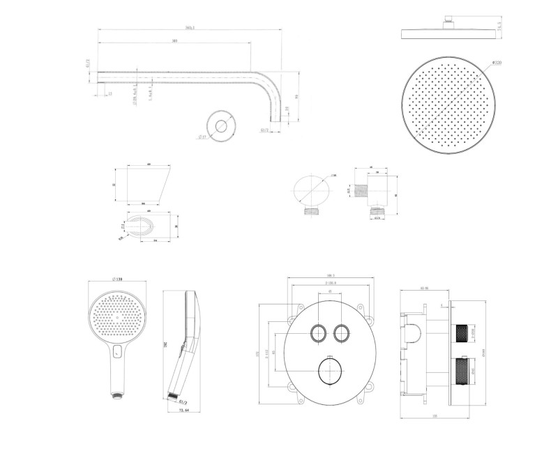 Dušas sistēma Kielle Oudee iebūvējams ar termostatu, Hromēts 20627SPT40