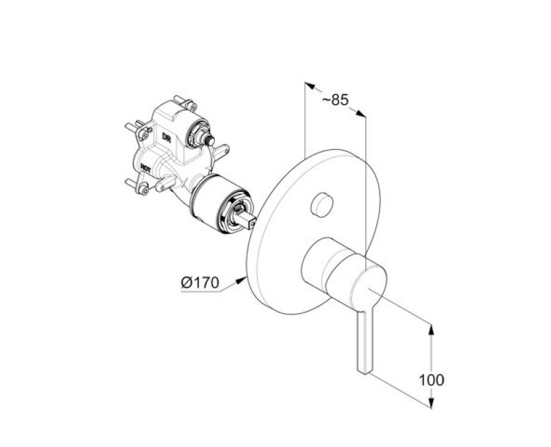 Смеситель для ванны/душа Kludi NOVA FONTE встроенный, хромированный