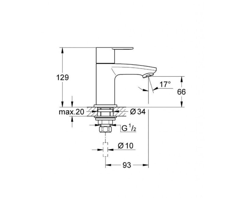Смеситель для мойки ванной комнаты GROHE Eurosmart Cosmopolitan StarLight®, хром 23039002