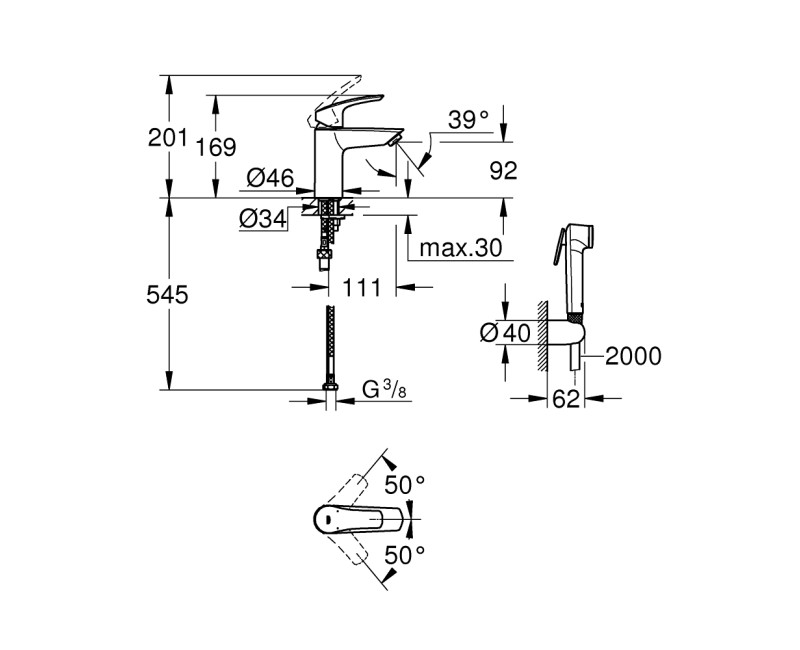 Izlietnes maisītājs Grohe BauLoop M-Size, hromēts 23917001