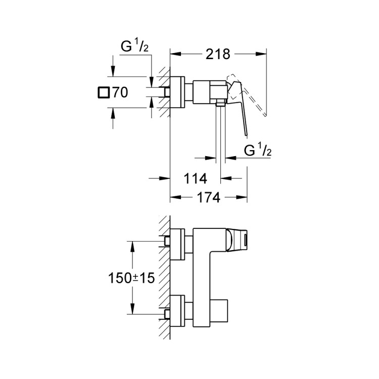 Dušas maisītājs Grohe Eurocube, hromēts 23145000 Dušas maisītājs Grohe Eurocube, hromēts 23145000