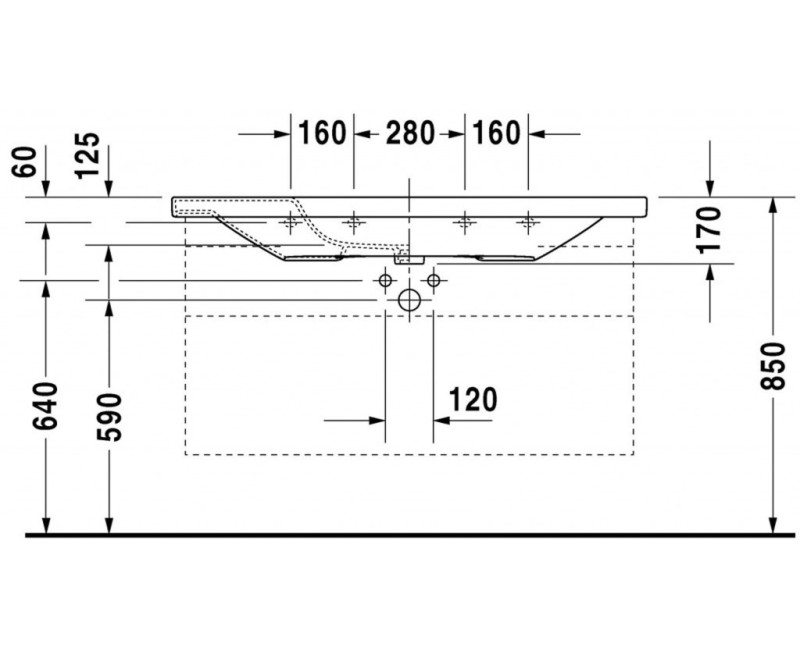 Раковина для ванной Duravit DuraStyle 120x48 см, белая