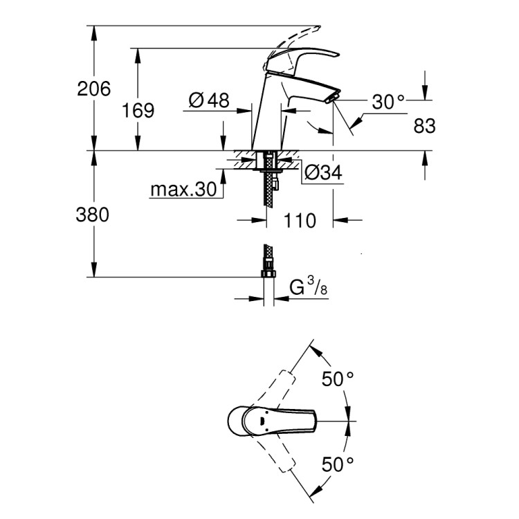 Grohe Eurosmart M-Size смеситель для раковины, хром 23324001 Grohe Eurosmart M-Size смеситель для раковины, хром 23324001