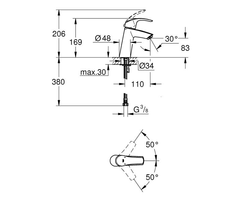 Grohe Eurosmart M-Size смеситель для раковины, хром 23324001