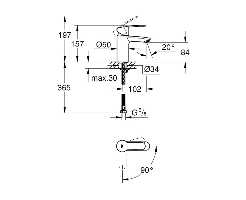 Grohe Eurostyle Cosmopolitan S-Size смеситель для раковины, хром 2337320E