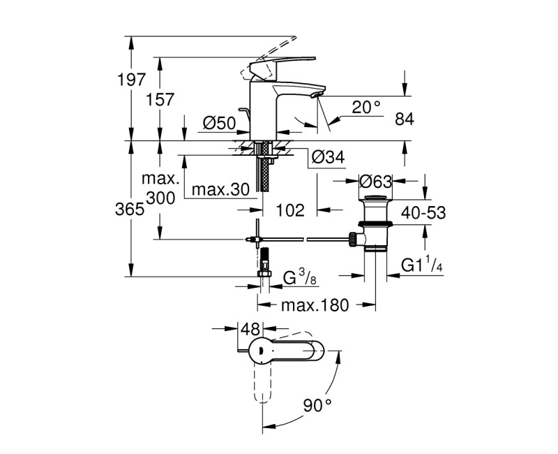 Grohe Eurostyle Cosmopolitan S-Size смеситель для раковины, хром 2337420E