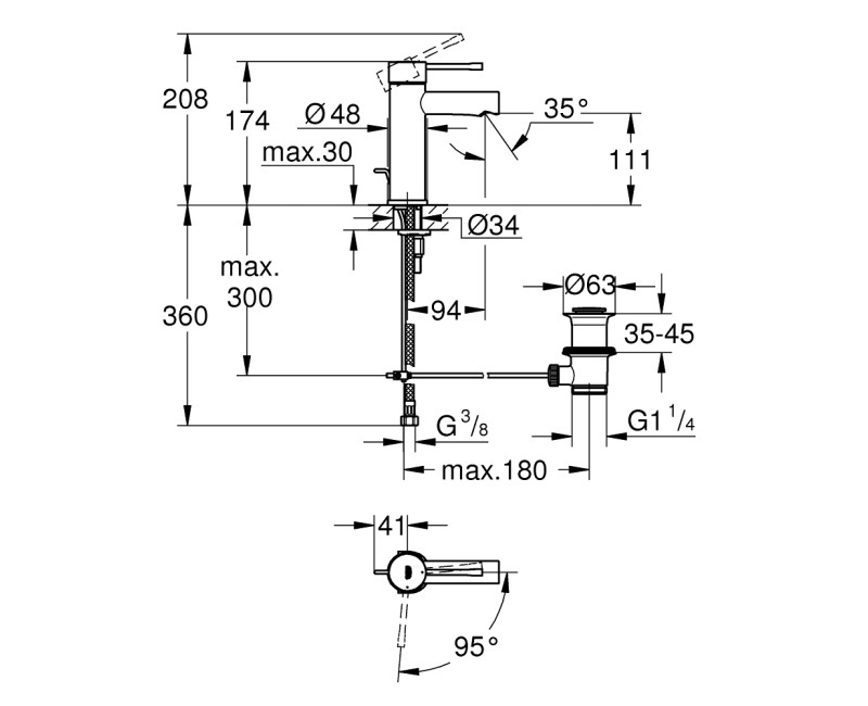 Grohe Essence S-Size смеситель для раковины, хром 23379001