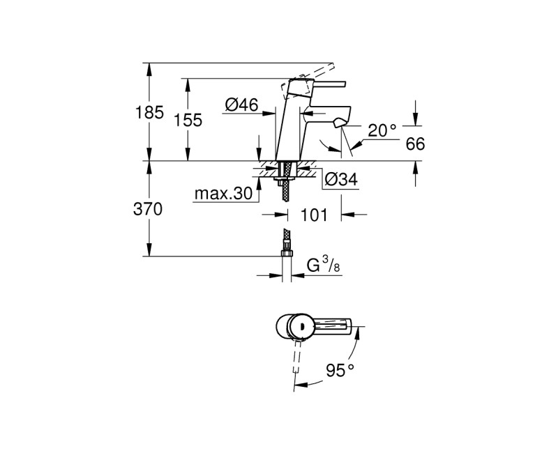 Grohe Concetto S-Size смеситель для раковины, хром 2338510E